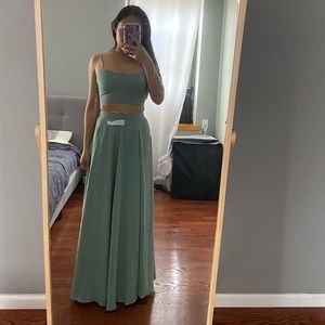 Fame and partners two piece strappy dress in sage